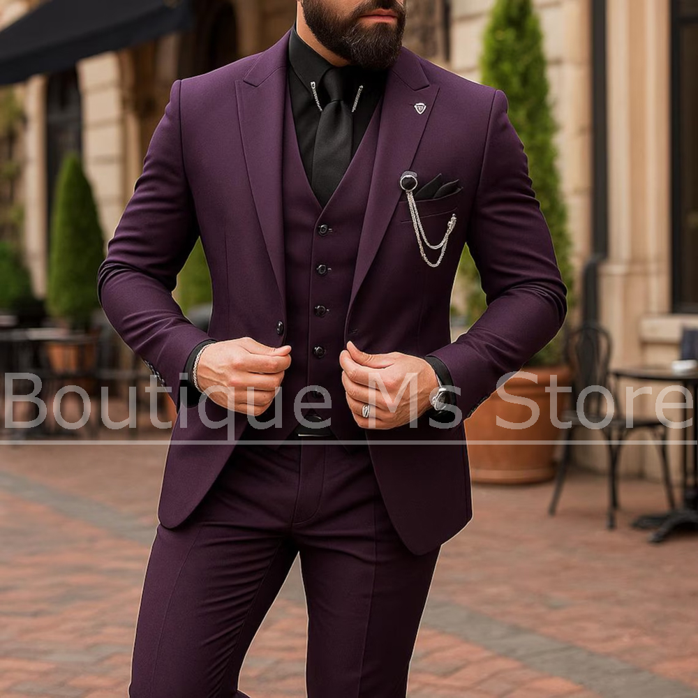 Men Formal Party Wear Outfit - Мужской костюм-тройка: однобортный пиджак, жилет и