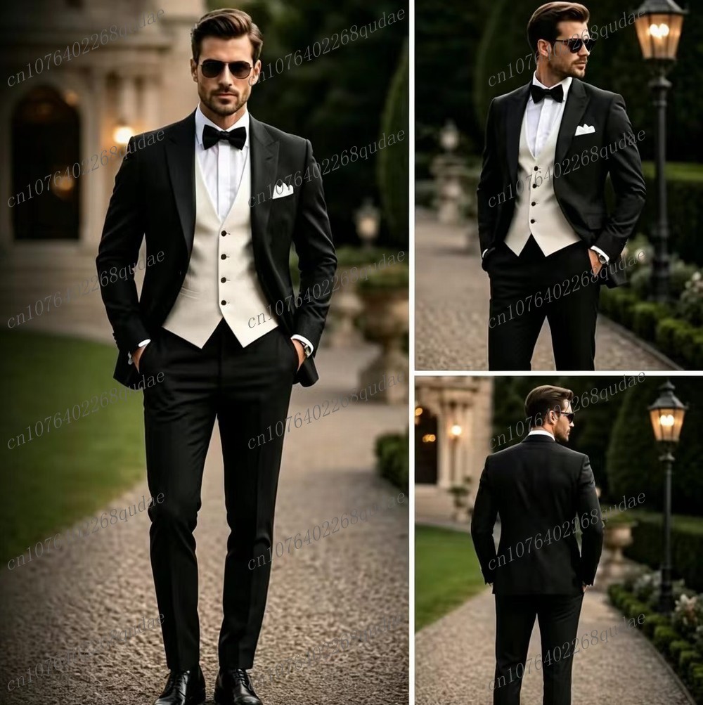 Formal Wear Jersey For Men - Формальный черно-белый мужской костюм для свадьбы,