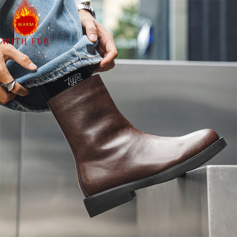 Men Formal Wear With Boots - Осенне-зимние мужские длинные сапоги Черные Универсальные