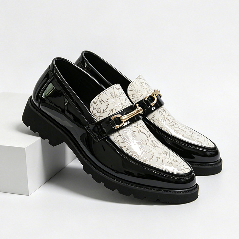 Men Formal Wear Shoes - Мужские двухцветные лоферы из лакированной кожи