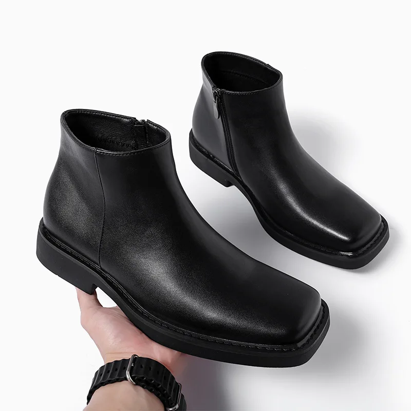 Men Formal Wear With Boots - Черная новая модная мужская повседневная кожаная