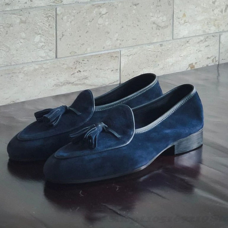 Men Formal Wear Shoes - Мужские лоферы с кисточками, темно-синие повседневные