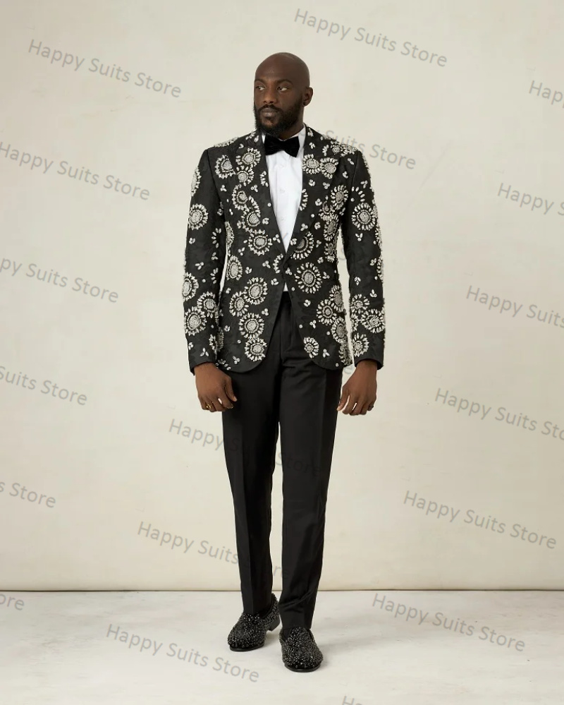 Formal Wear Jersey For Men - Черный мужской костюм для жениха с