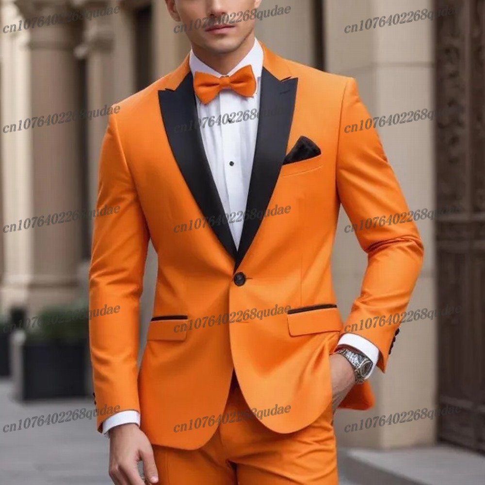 Formal Wear Jersey For Men - Оранжевый деловой мужской костюм с черным