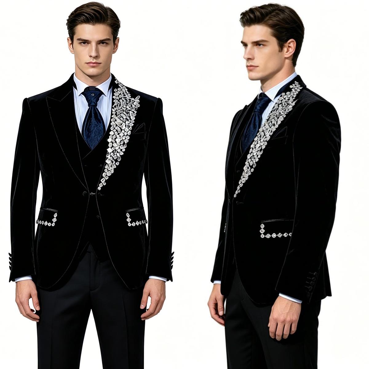 Formal Wear Jersey For Men - Мужской свадебный костюм-двойка из бархата больших