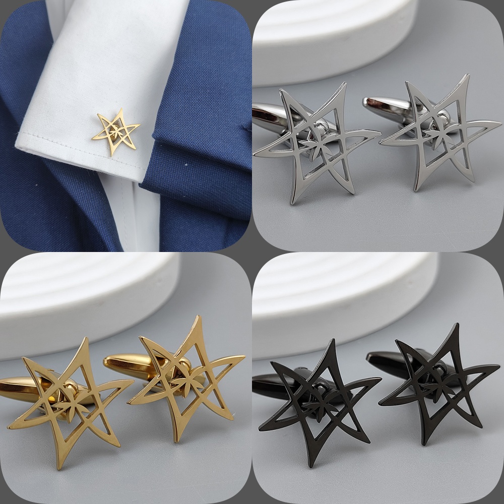 Men'S Gothic Formal Wear - Позолоченные запонки с шестиугольной звездой, черные