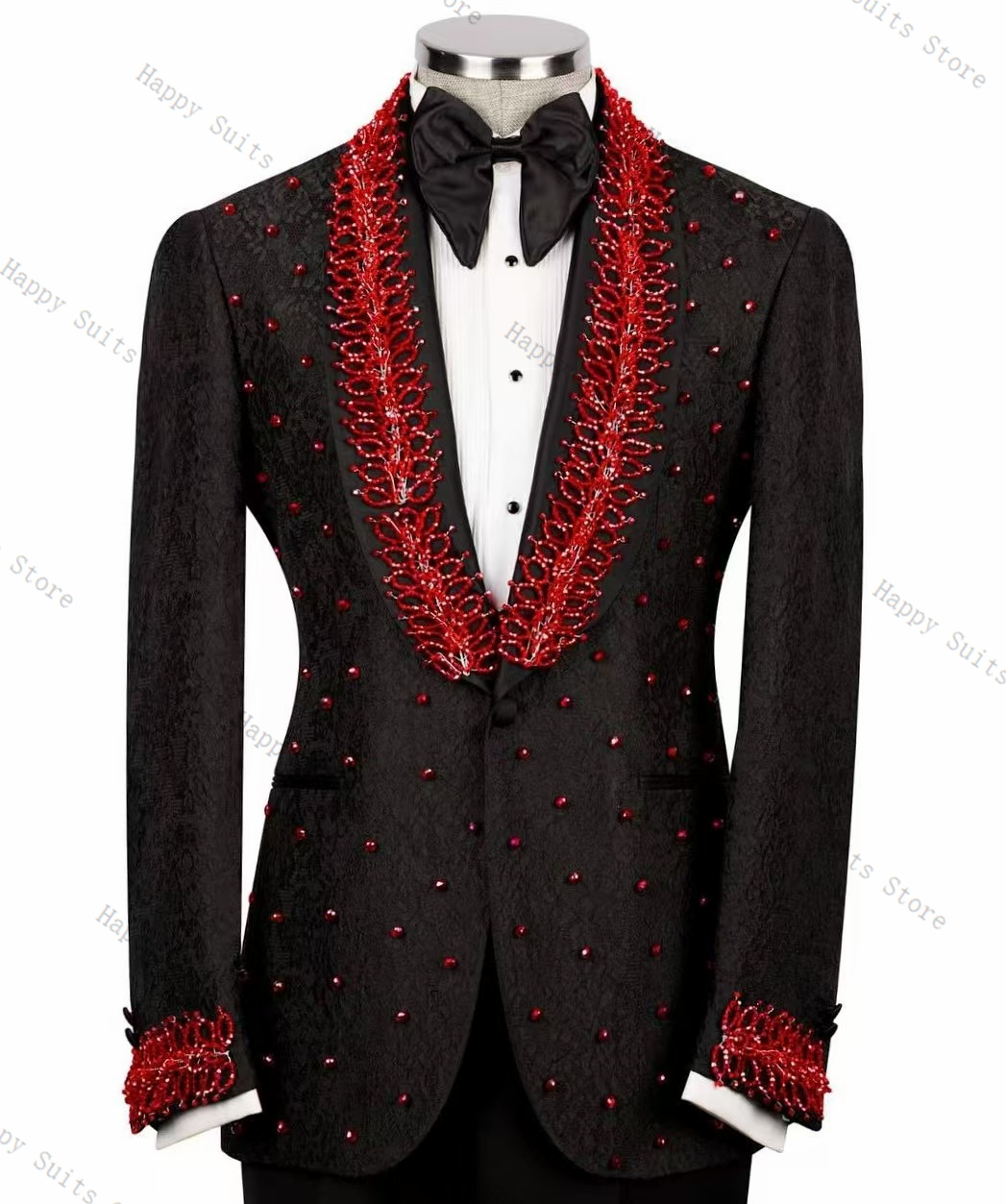 Formal Wear Jersey For Men - Мужской костюм с красными кристаллами, комплект