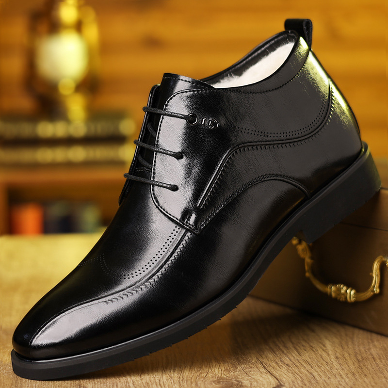 Men Formal Wear With Boots - Мужская зимняя кожаная обувь, бархатная утепленная