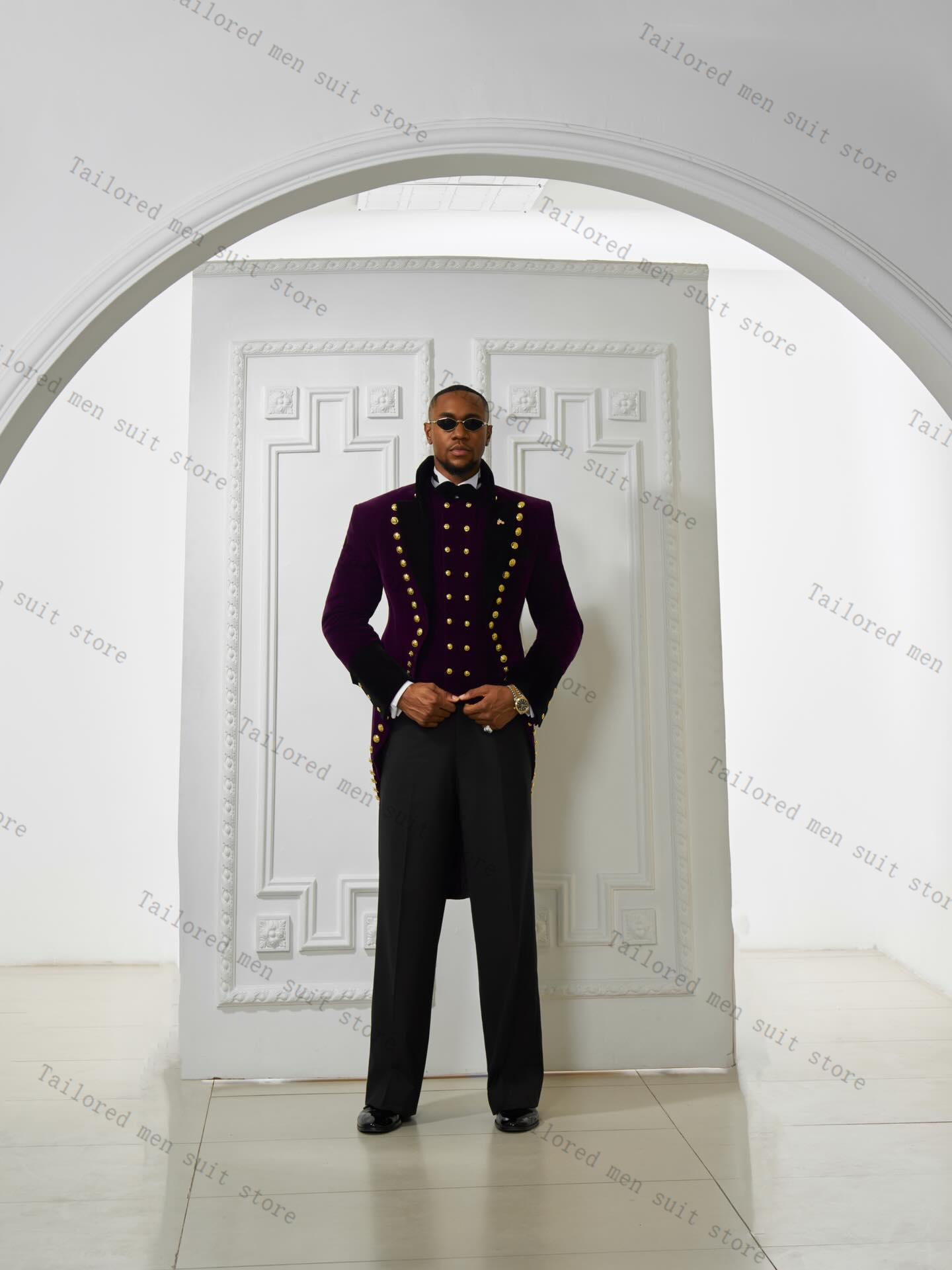 Men Formal Wear Purple - Фиолетовый мужской костюм, комплект брюк, комплект