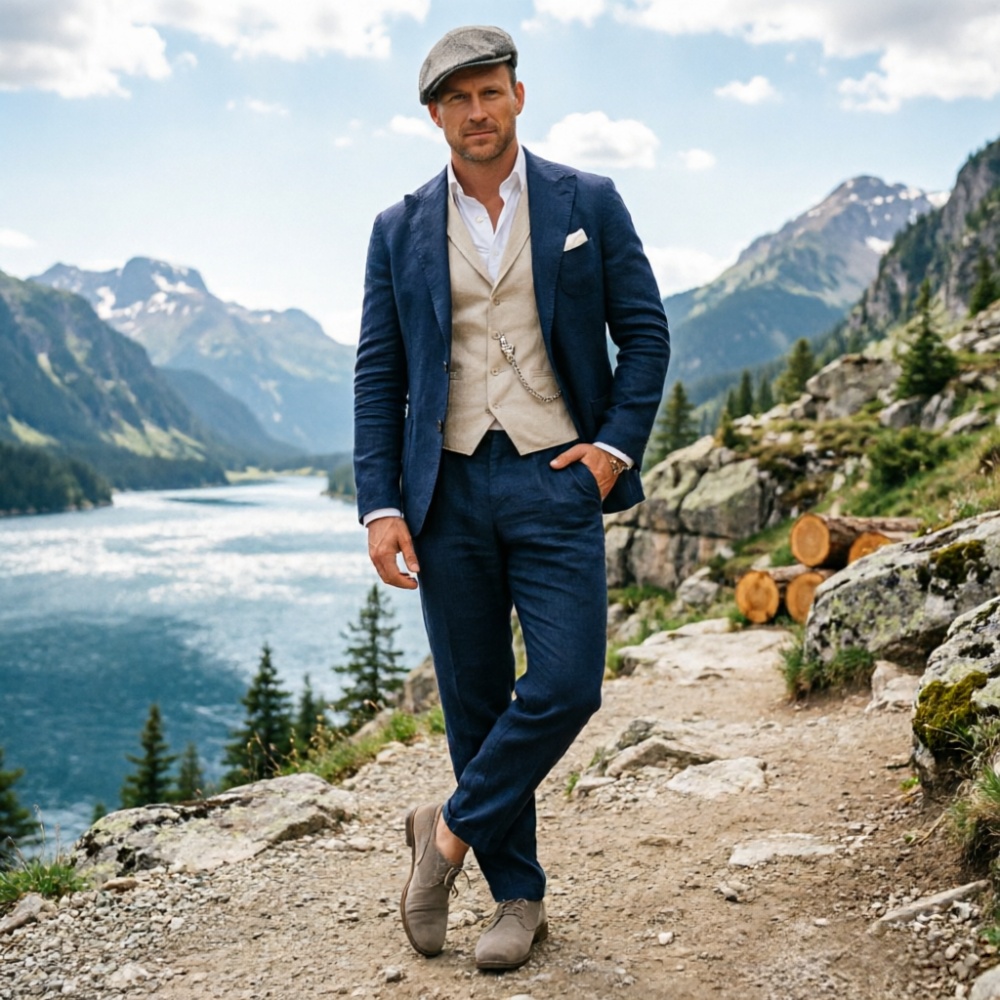 Мужской костюм из льняной ткан – обзор и цена Men Formal Party Wear Outfit