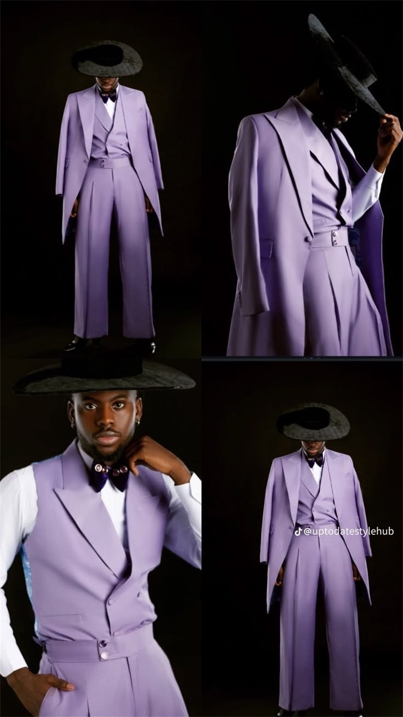 Фиолетовый мужской костюм-трой – обзор и цена Men Formal Wear Purple