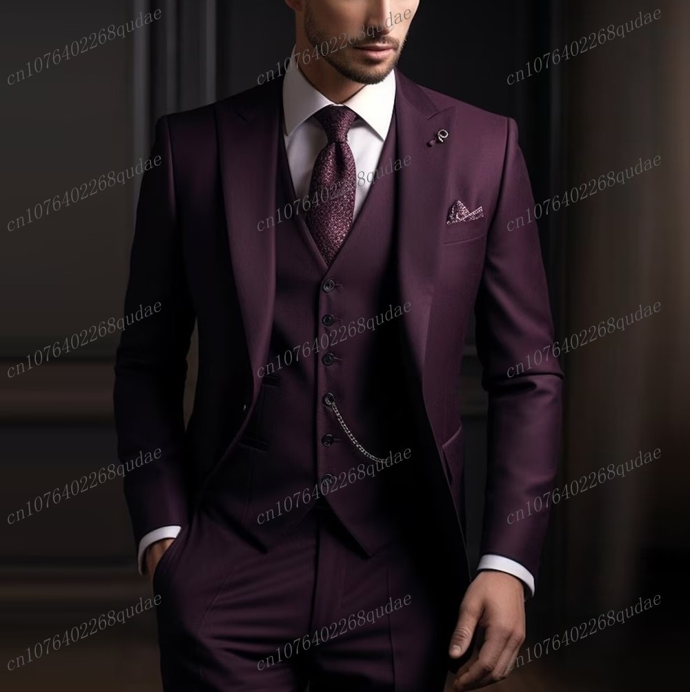 Мужской костюм темно-фиолетово – обзор и цена Men Formal Wear Purple