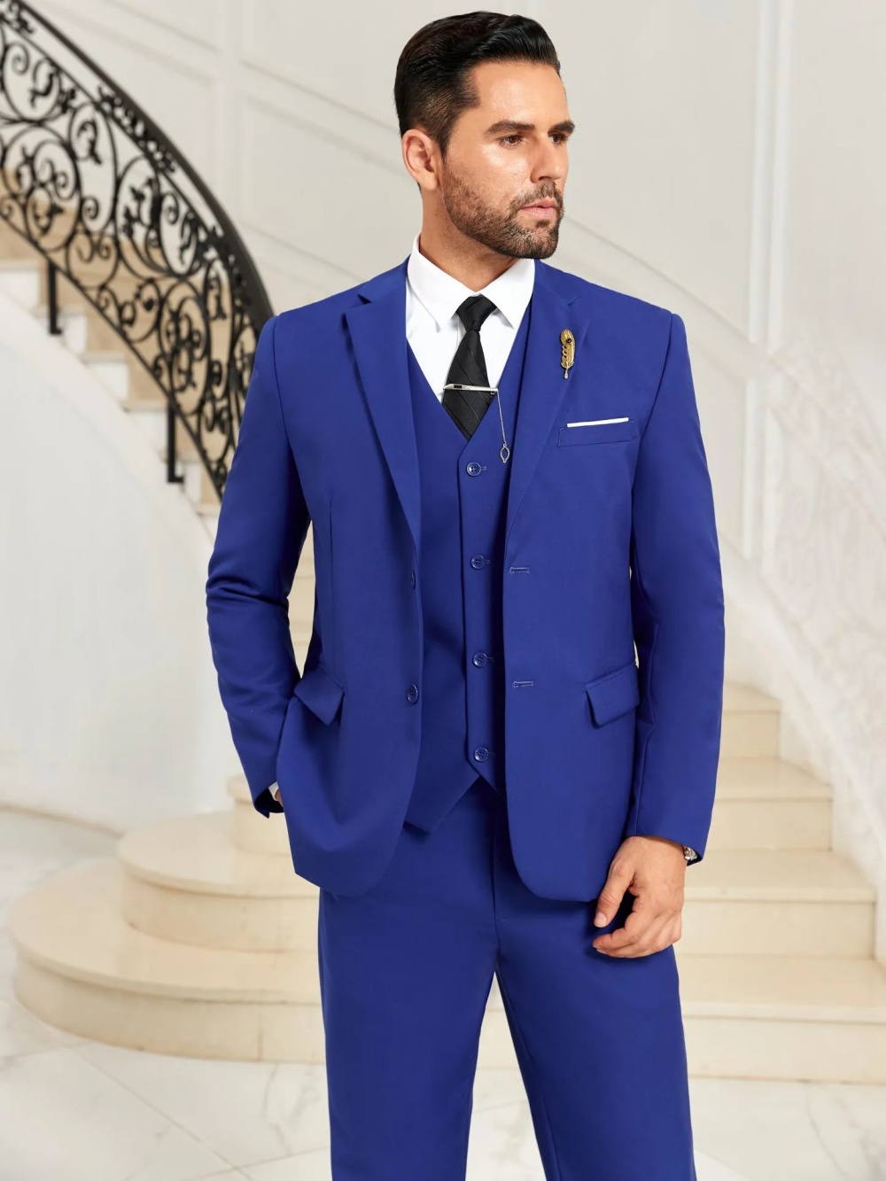 Новый синий мужской костюм-тро – обзор и цена Men Formal Party Wear Outfit