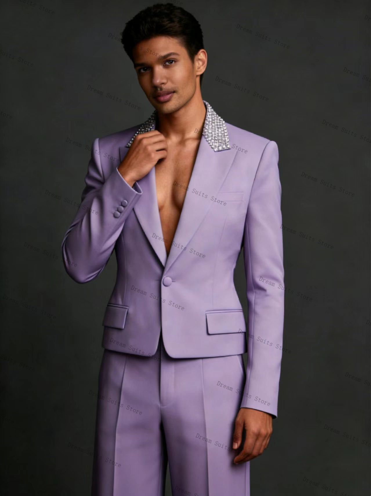 Мужской костюм Crystals, 2 пре – обзор и цена Men Formal Wear Purple