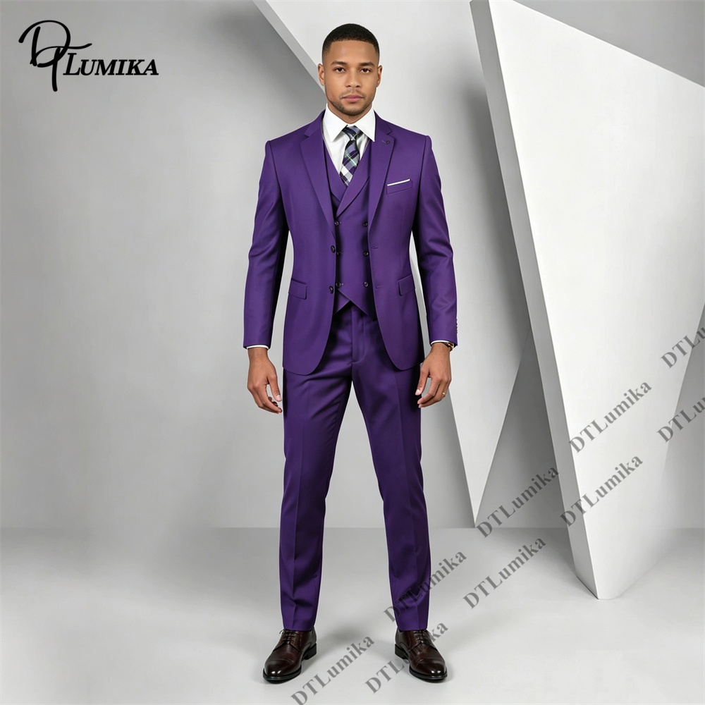 Мужской фиолетовый костюм-трой – обзор и цена Men Formal Wear Purple